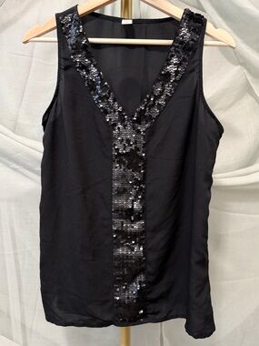 Old Navy Black Sequin V-Neck Blouse